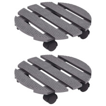 vidaXL Pflanzenroller 2 Stk. Grau Ø30x7,5 cm WPC