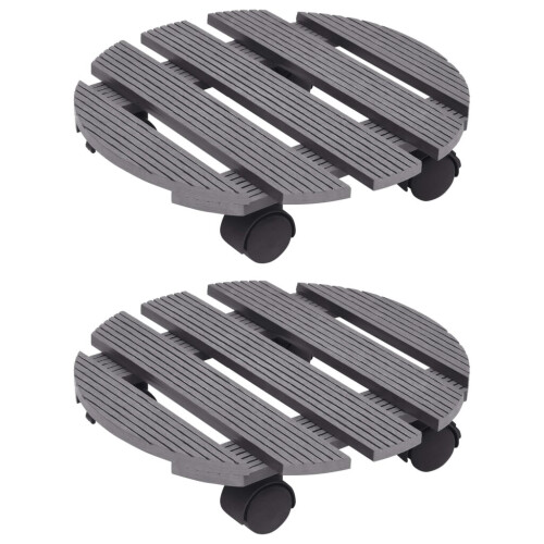 VidaXL vidaXL Pflanzenroller 2 Stk. Grau Ø30x7,5 cm WPC