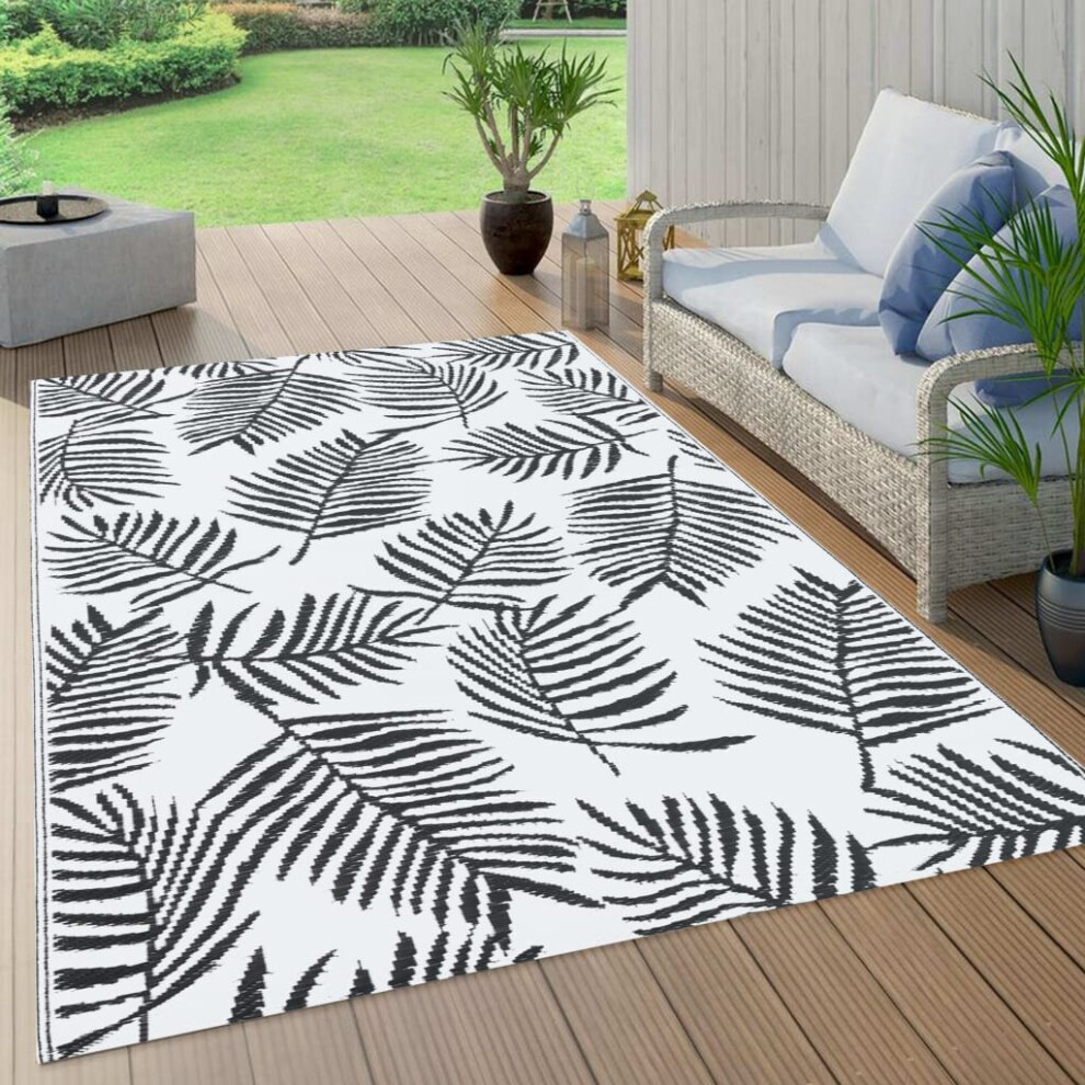 vidaXL Outdoor Carpet ARAKIL White and Black 80x150 cm PP Rug Outdoor Blanket
