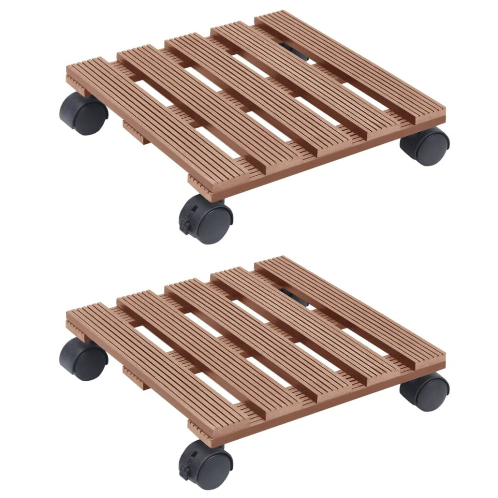 vidaXL 2x Plant Trolleys Brown WPC Plants Dollies Caddies Rolling Plants Stand