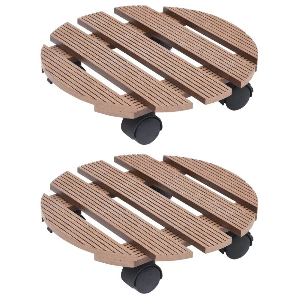 Vidaxl 2X Plant Trolleys Wpc Plants Dollies Caddies Plants Pot Roller Brown