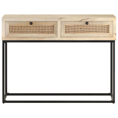 VidaXL vidaXL Solid Mango Wood Console Table Natural Cane Hall Desk for Under Mirror 2