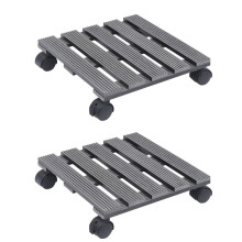 vidaXL 2x Plant Trolleys Grey WPC Plants Dollies Caddies Rolling Plants Stand