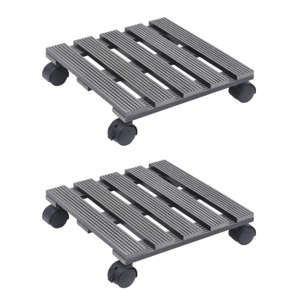 vidaXL 2x Plant Trolleys Grey WPC Plants Dollies Caddies Rolling Plants Stand