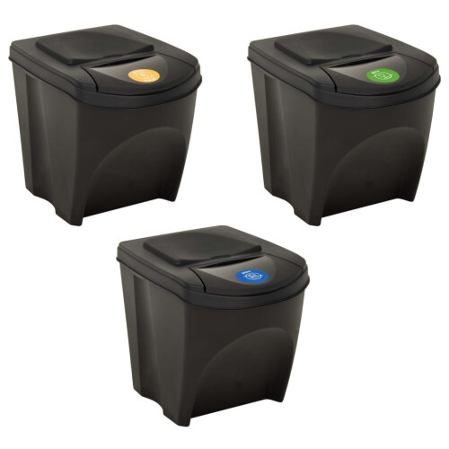 VidaXL vidaXL Stapelbare Mülleimer 3 Stk. Anthrazit 75 L 2