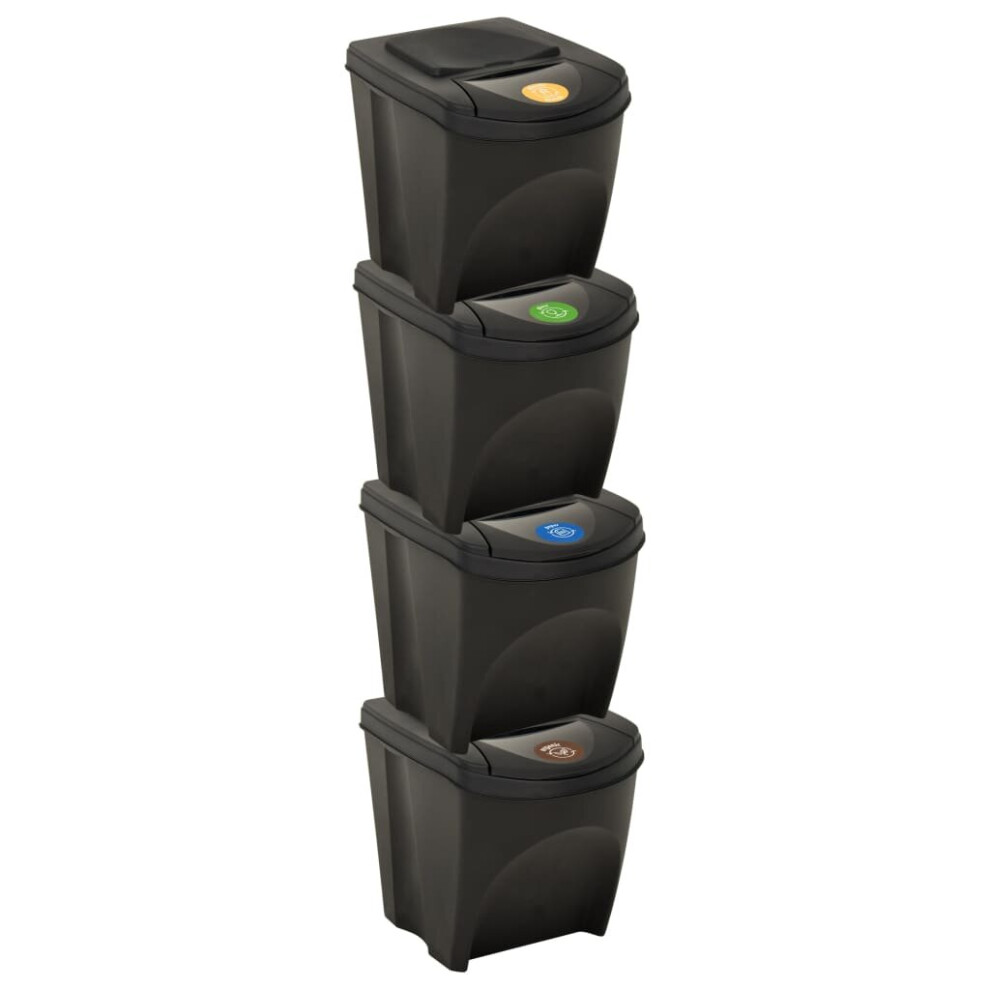 Stackable Dustbins 4 pcs Anthracite 100 L