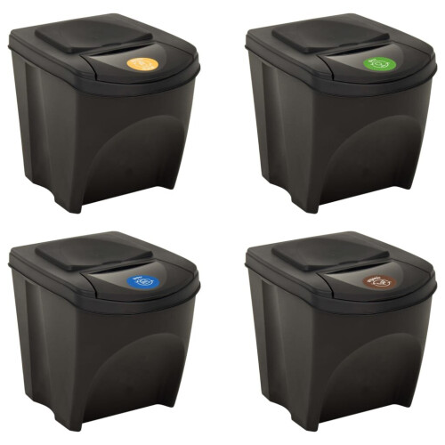 VidaXL vidaXL Stapelbare Mülleimer 4 Stk. Anthrazit 100 L 2