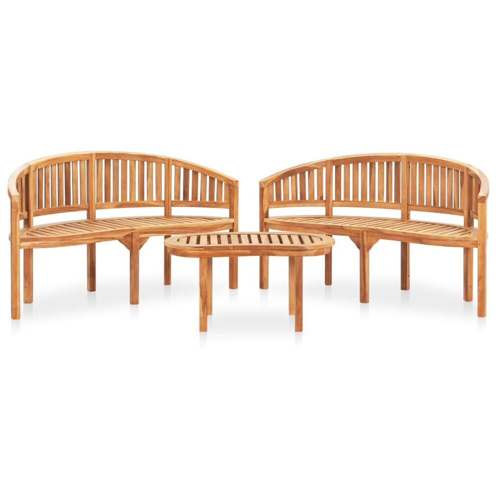 3 Piece Banana Garden Lounge Set Solid Teak Wood