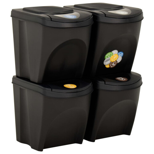 VidaXL vidaXL Stapelbare Mülleimer 4 Stk. Anthrazit 100 L 1