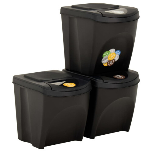 VidaXL vidaXL Stapelbare Mülleimer 3 Stk. Anthrazit 75 L 1