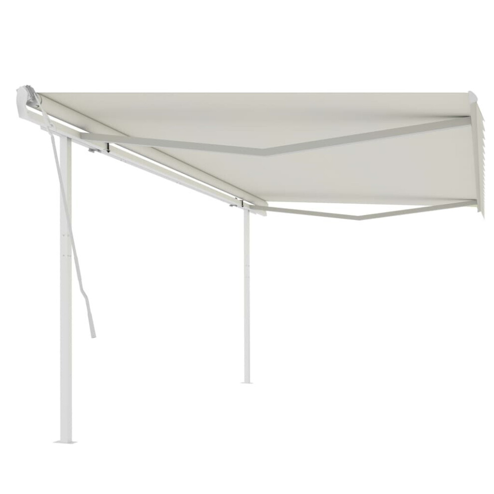 Manual Retractable Awning with Posts 5x3.5 m Cream