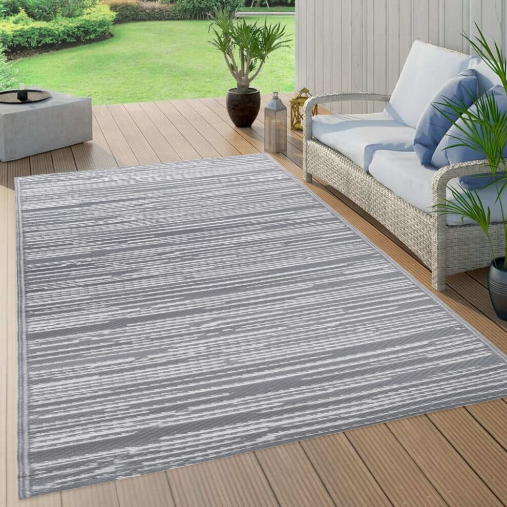 Vidaxl Outdoor Carpet Arakil Grey 120X180 Cm Pp Balcony Rug Outdoor Blanket