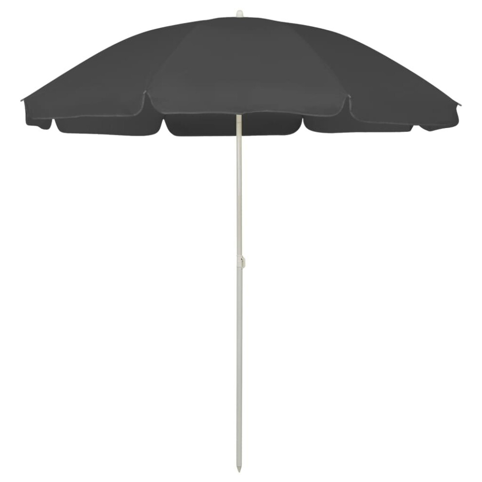 vidaXL Beach Umbrella Anthracite Yellow Parasol Sunshade Canopy Beath Patio