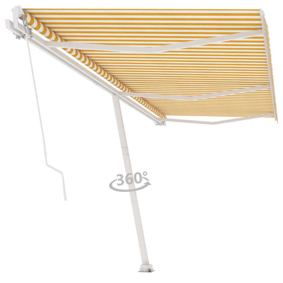 vidaXL Freestanding Manual Retractable Awning 600x300 cm Yellow/White Outdoor