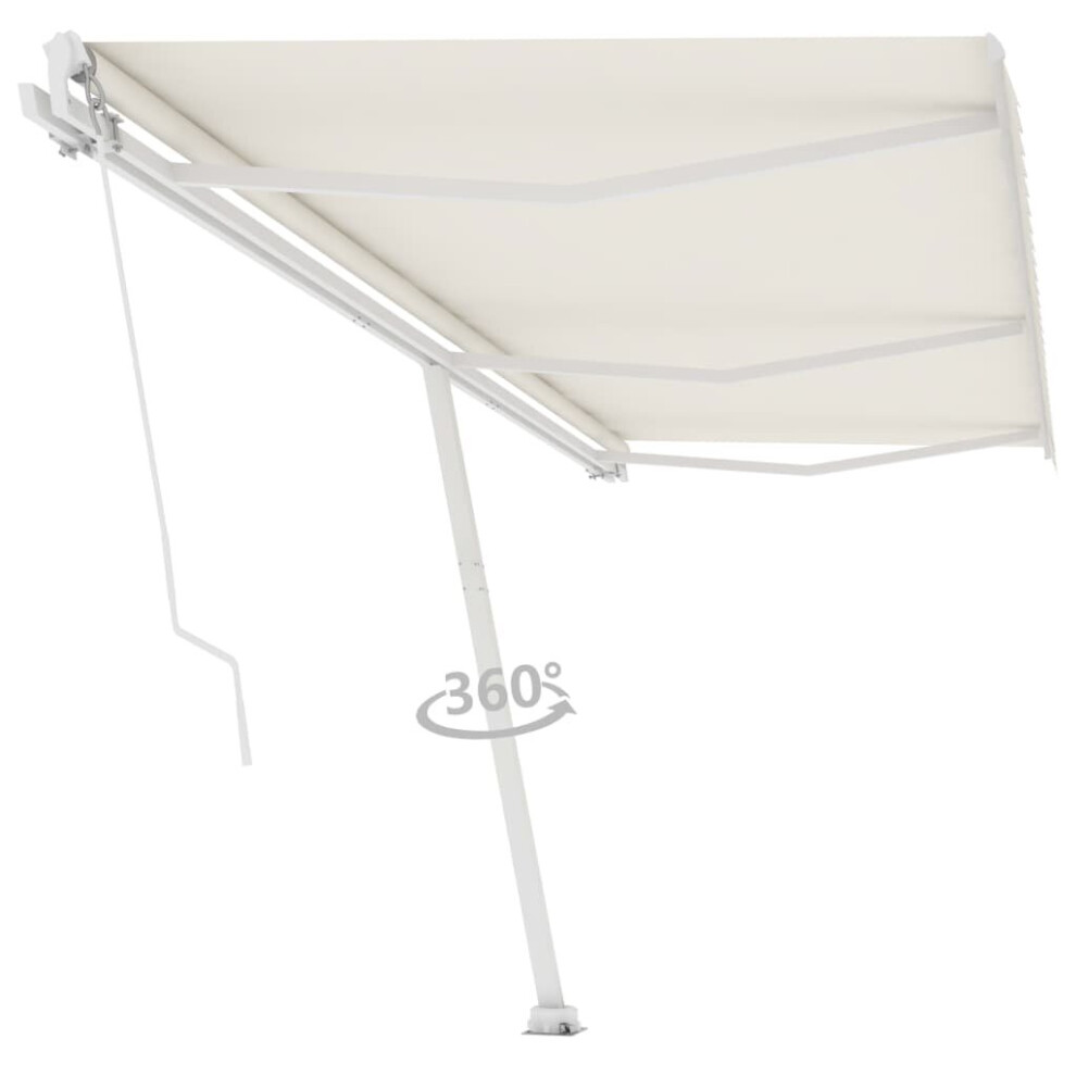 vidaXL Freestanding Manual Retractable Awning 600x300 cm Cream Outdoor Patio