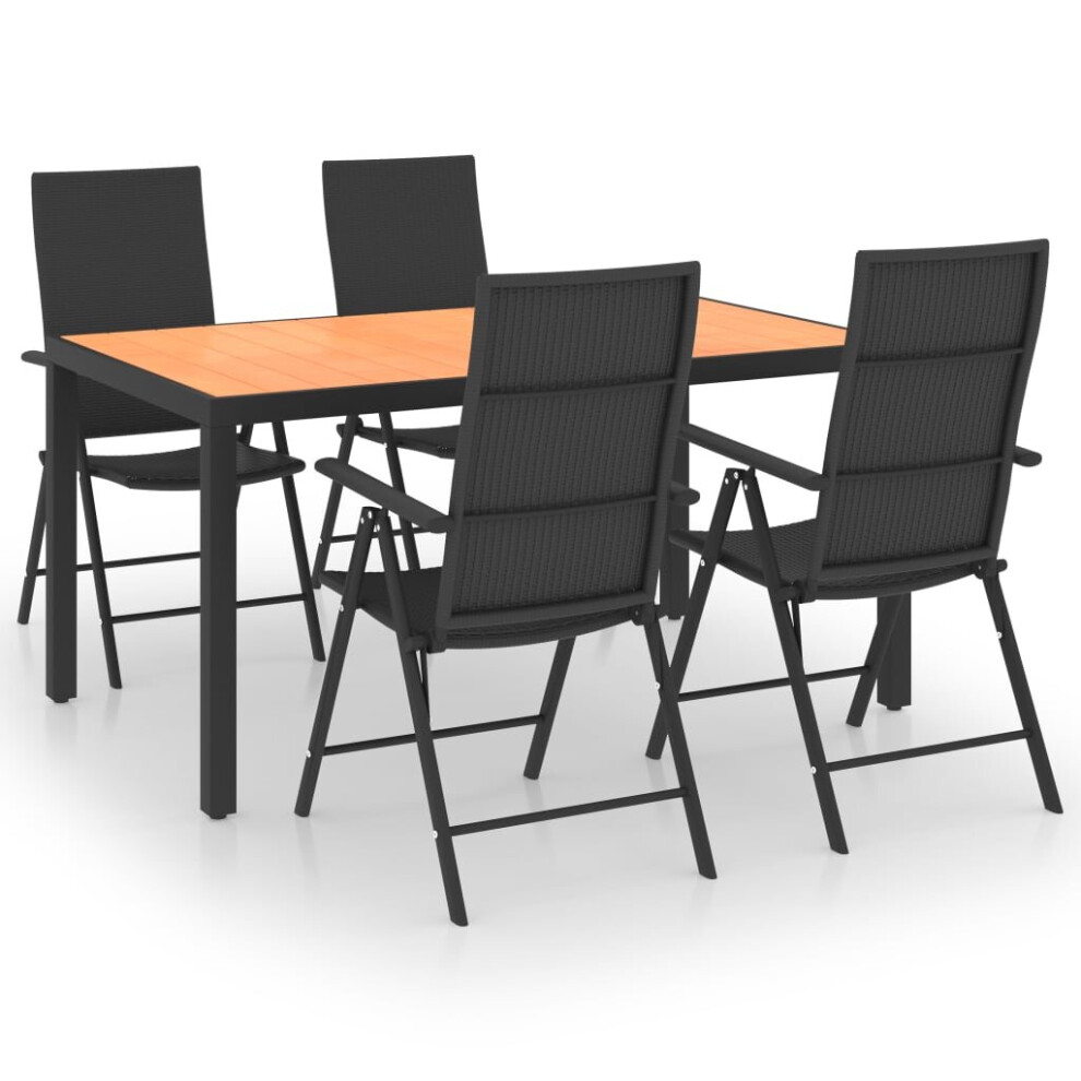 Vidaxl Black Garden Dining Set 5 Piece And Brown Table And Chairs Outdoor Seat
