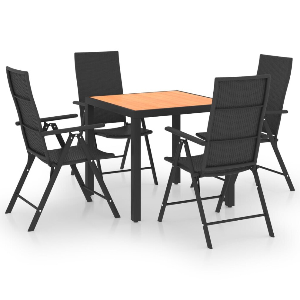 Vidaxl Black Garden Dining Set 5 Piece And Brown Outdoor Table And Chairs Seat