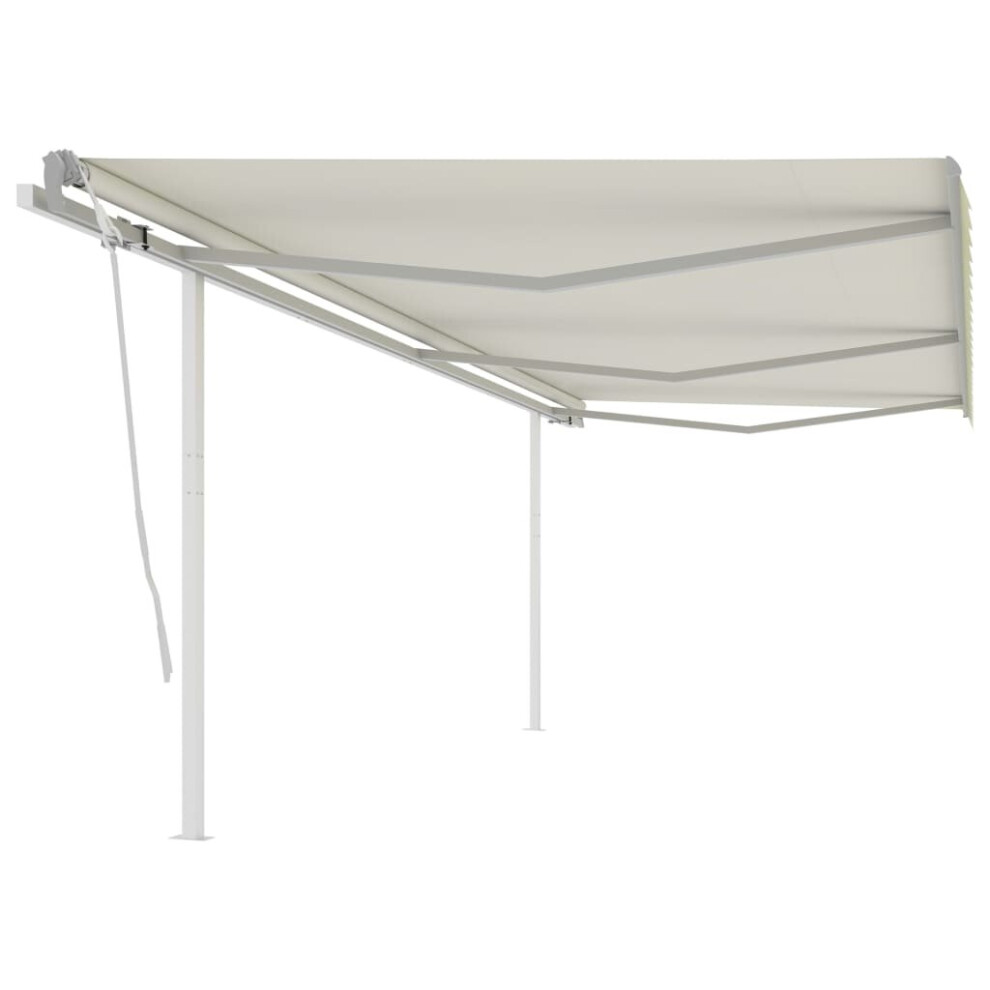 Manual Retractable Awning with Posts 6x3.5 m Cream