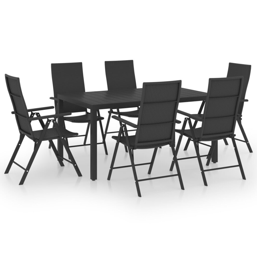 vidaXL Garden Dining Set 7 Piece Black Table and Chairs Outdoor Furniture