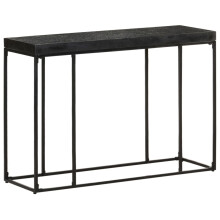 vidaXL Solid Acacia and Mango Wood Console Table Black Carved Hall Accent Desk