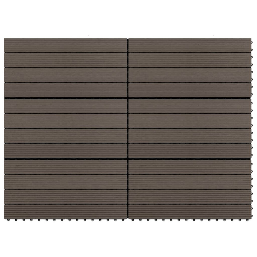 vidaXL 6x Decking Tiles WPC Dark Brown Interlocking Floor Pool Tile Flooring