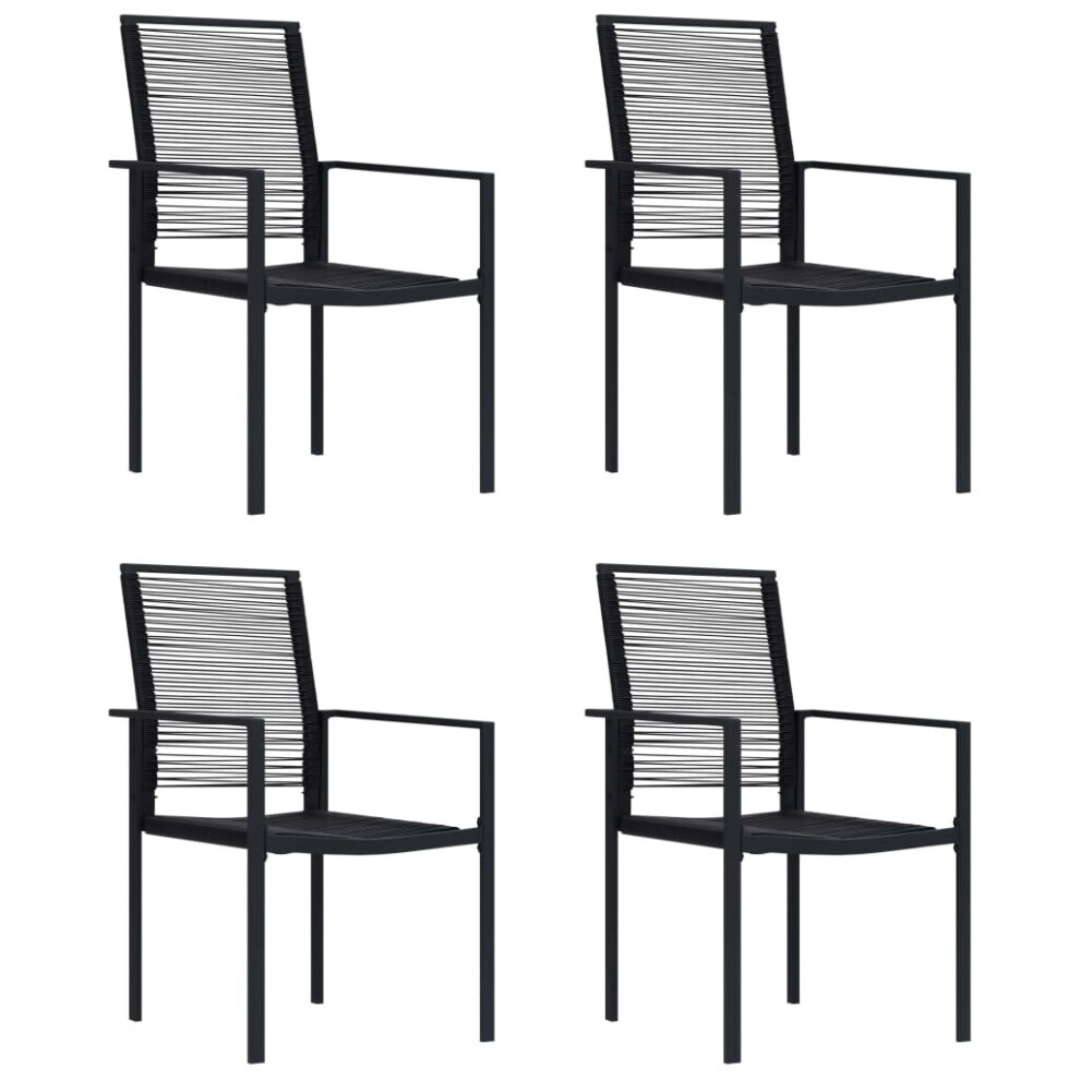 vidaXL 4x Garden Chairs PVC Rattan Black Wicker Direct Armchair Outdoor Patio