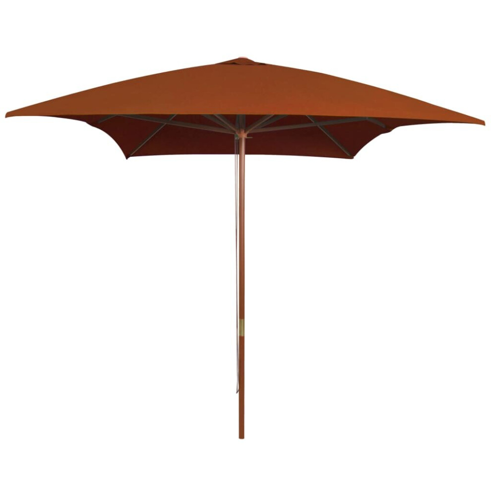 Vidaxl Garden Parasol With Wooden Pole Sunshade Outdoor Umbrella Terracotta