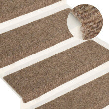 vidaXL Stair Mats Carpet Stair Tread Stair Step Rug 15 pcs Needle Punch Cream