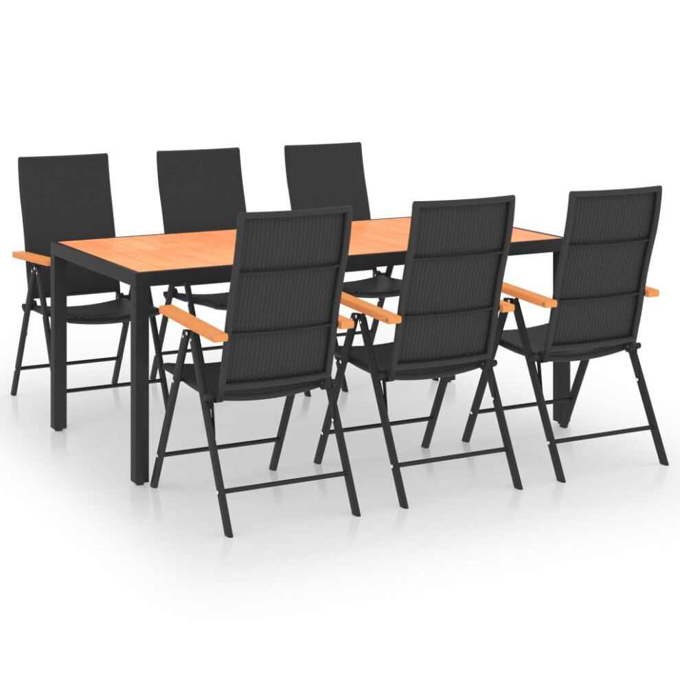 Photos - Garden Furniture VidaXL Garden Dining Set 7 Piece Black and Brown Patio Furniture Table Chairs 
