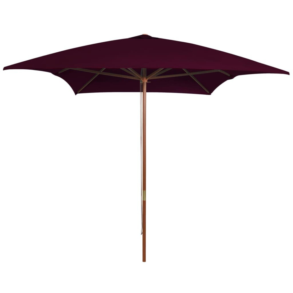 Outdoor Parasol with Wooden Pole Bordeaux Red 200x300 cm