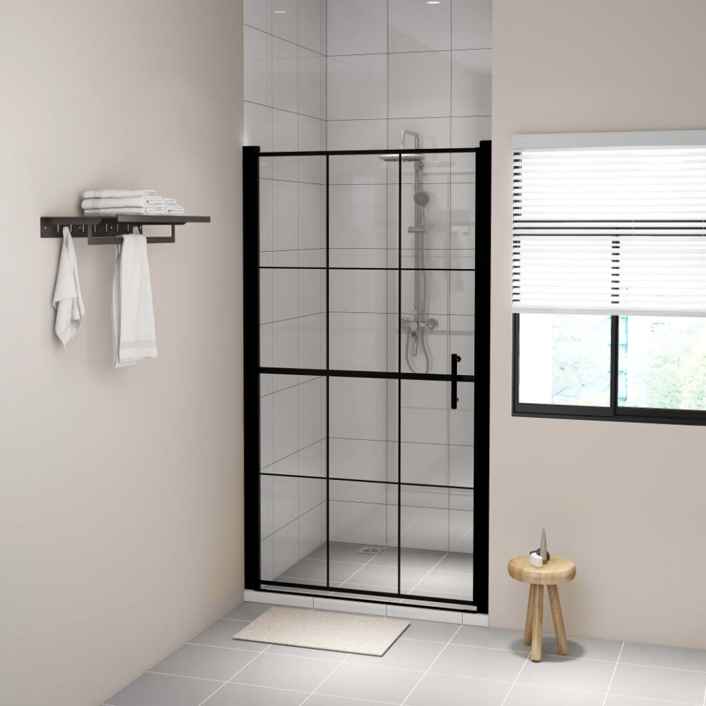 vidaXL Shower Door Tempered Glass Black Washroom Bathroom Accessory Enclosure