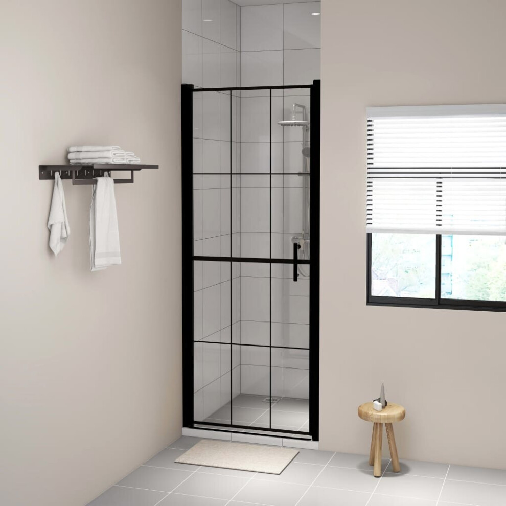 vidaXL Shower Door Tempered Glass Black Bathroom Washroom Accessory Enclosure