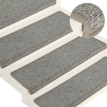 vidaXL Carpet Stair Treads Stair Mat Stair Step Rug 15 pcs White and Grey