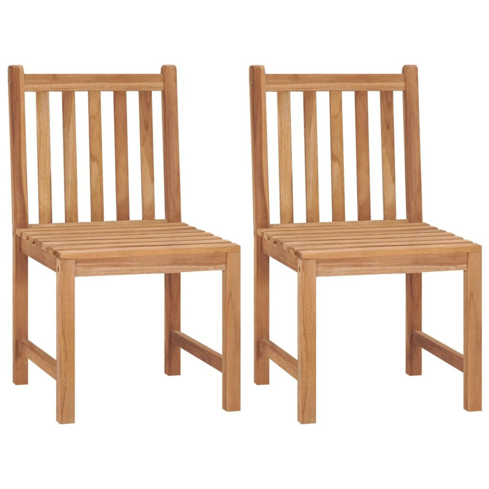 Vidaxl 2X Solid Teak Wood Garden Chairs Outdoor Dining Seating Wooden Seat