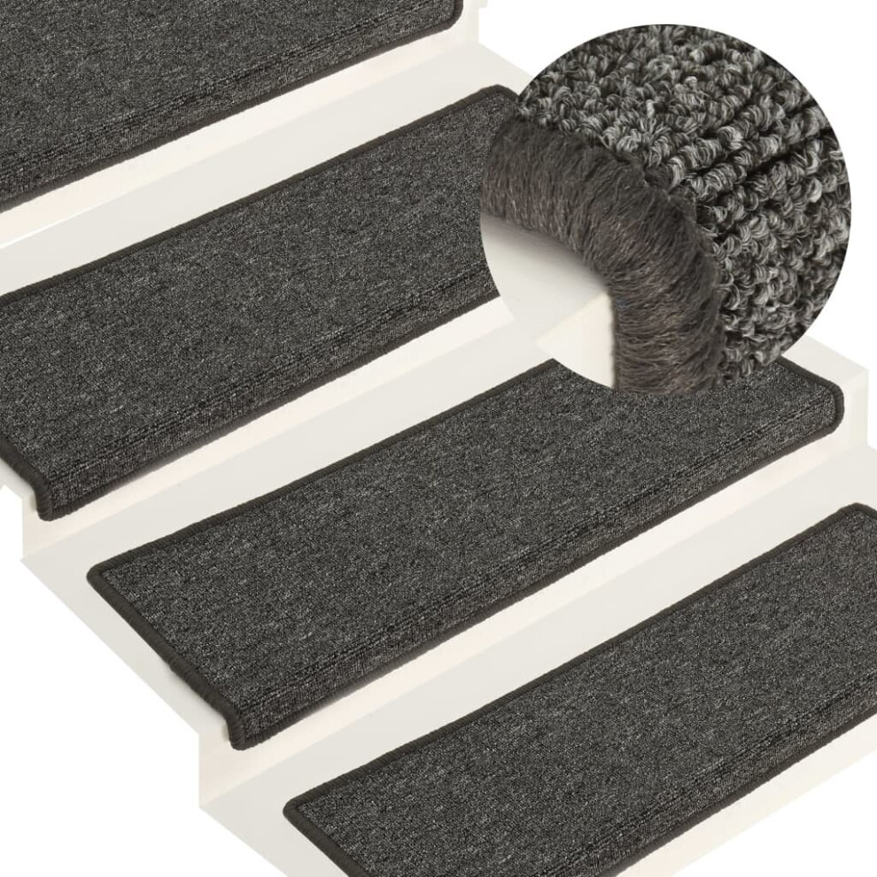Photos - Area Rug VidaXL Carpet Stair Treads Stair Mat Stair Step Rug 15 pcs Grey and Black Black,Grey 