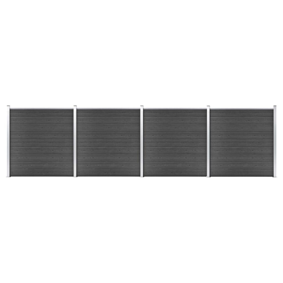 vidaXL Fence Panel Set WPC 699x186 cm Black Garden Edging Protection Barrier
