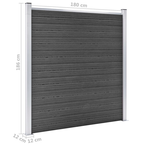 VidaXL vidaXL Zaunelement Set WPC 526x186 cm Schwarz 1