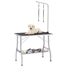 vidaXL Adjustable Dog Grooming Table with 2 Loops and Basket Pet Foldable Desk
