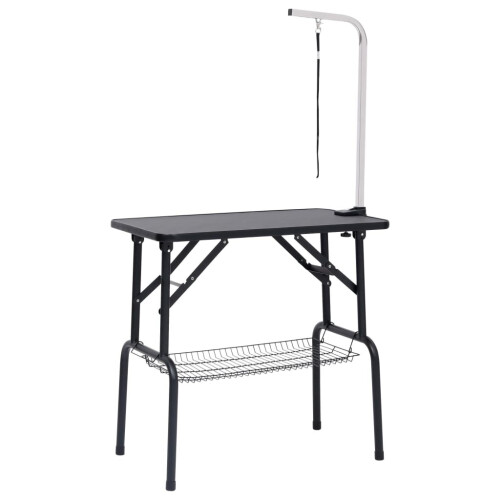 VidaXL vidaXL Adjustable Dog Grooming Table with 1 Loop and Basket Pet Foldable Desk 1
