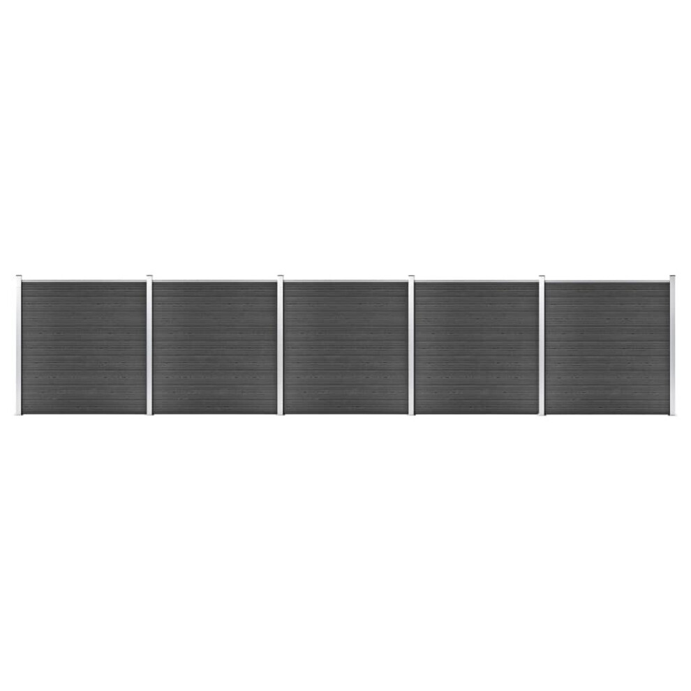 vidaXL Fence Panel Set WPC 872x186 cm Black Garden Edging Protection Barrier