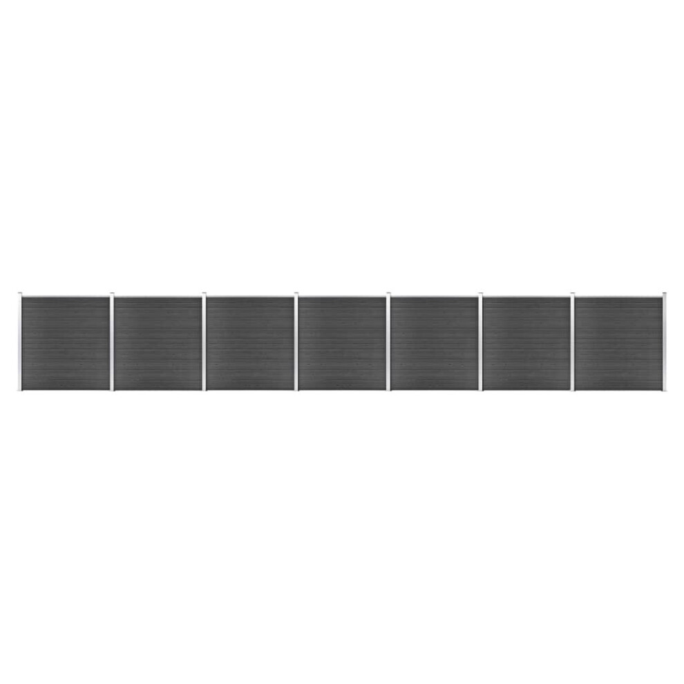 vidaXL Fence Panel Set WPC 1218x186 cm Black Garden Edging Protection Barrier