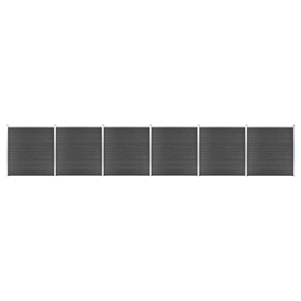 vidaXL Fence Panel Set WPC 1045x186 cm Black Garden Edging Protection Barrier