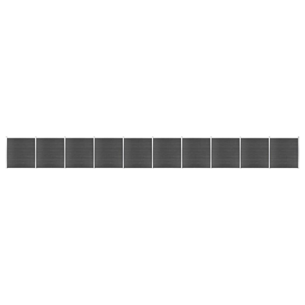 vidaXL Fence Panel Set WPC 1737x186 cm Black Garden Edging Protection Barrier