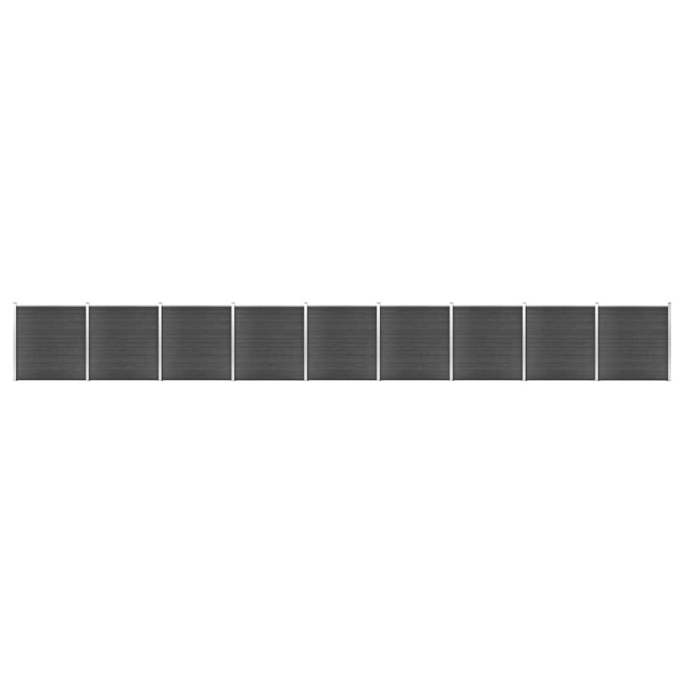 vidaXL Fence Panel Set WPC 1564x186 cm Black Garden Edging Protection Barrier