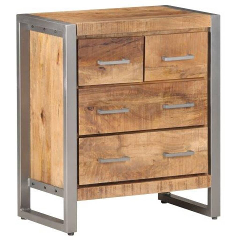 Vidaxl Rough Mango Wood Sideboard Industrial Side Cabinet Standing Lowboard Grey