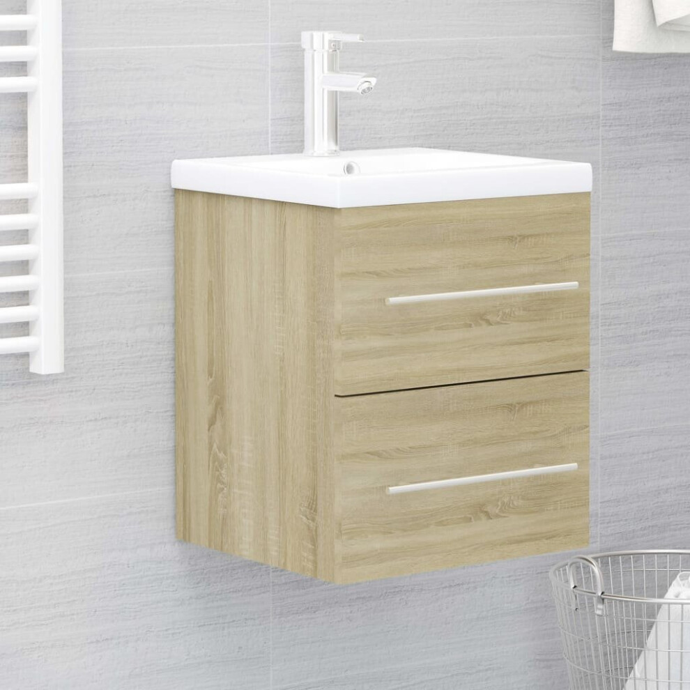 vidaXL Sink Cabinet Sonoma Oak Engineered Wood Laundry Room Rack Cupboard