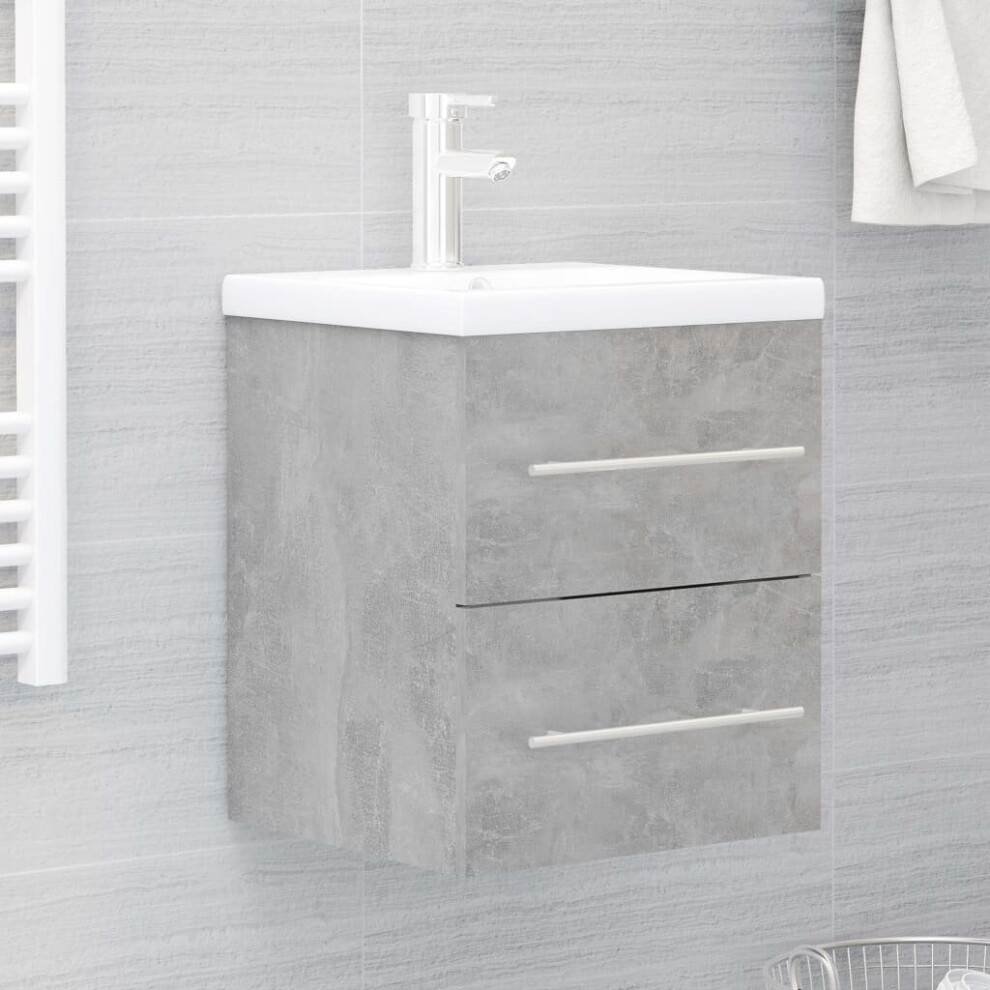 vidaXL Sink Cabinet Concrete Grey Engineered Wood Laundry Room Rack Cupboard
