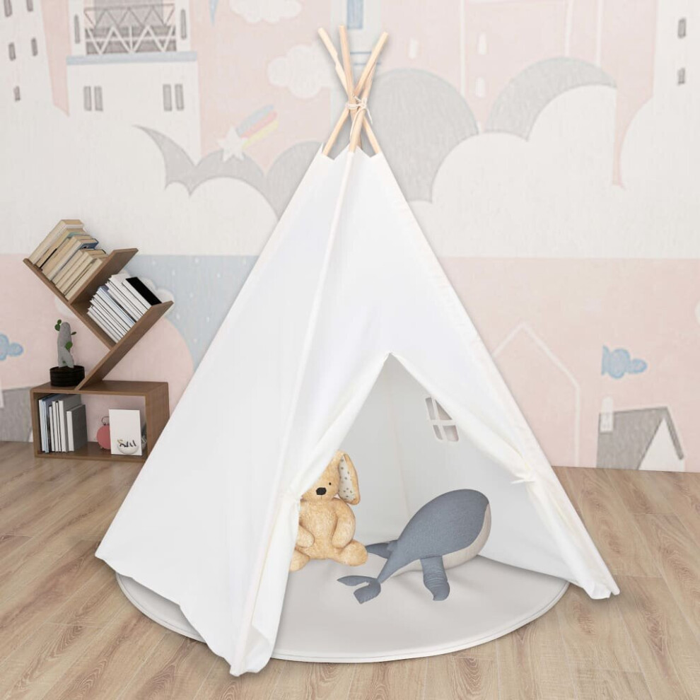 Vidaxl Children Teepee Tent With Bag Skin Kid Baby Tipi Play House Peach/White