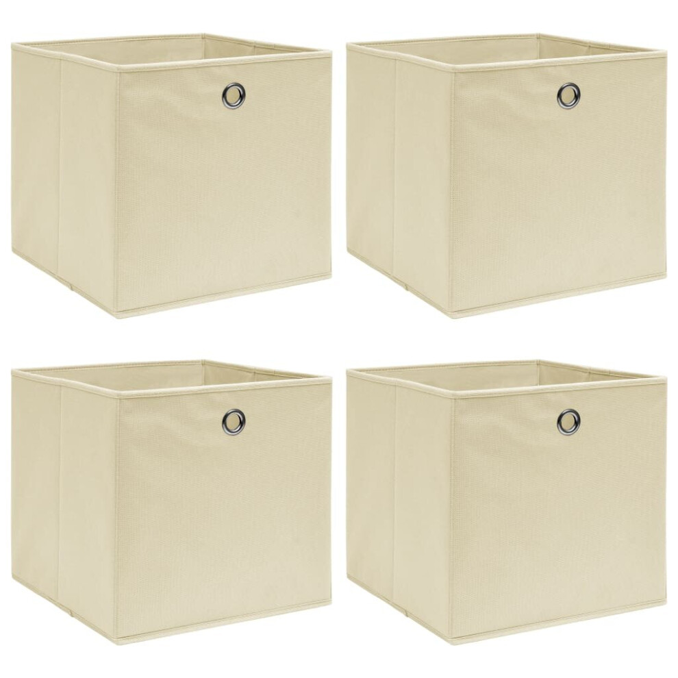 Vidaxl 4X Storage Boxes Cream Fabric Household Foldable Chest Organiser Case