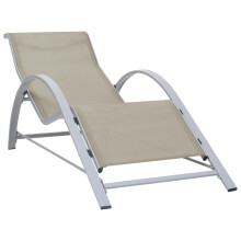 vidaXL Sunlounger Textilene and Aluminium Cream Outdoor Lounger Camping Bed